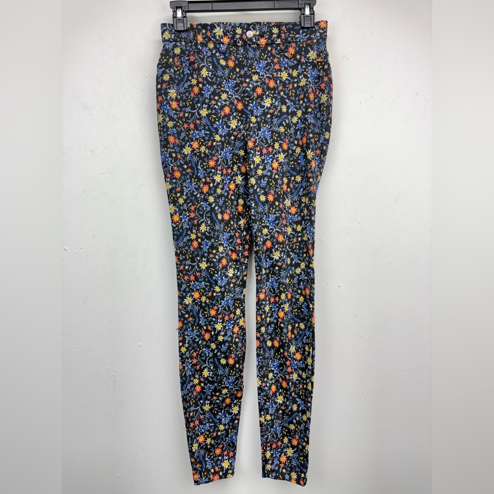 Time And Tru size XS Women’s Black Blue Floral High Rise Jeggings Leggings NWT